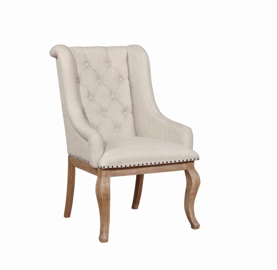 Tufted Arm Chairs in Cream And Barley Brown (Set Of 2) - HER Home Design Boutique